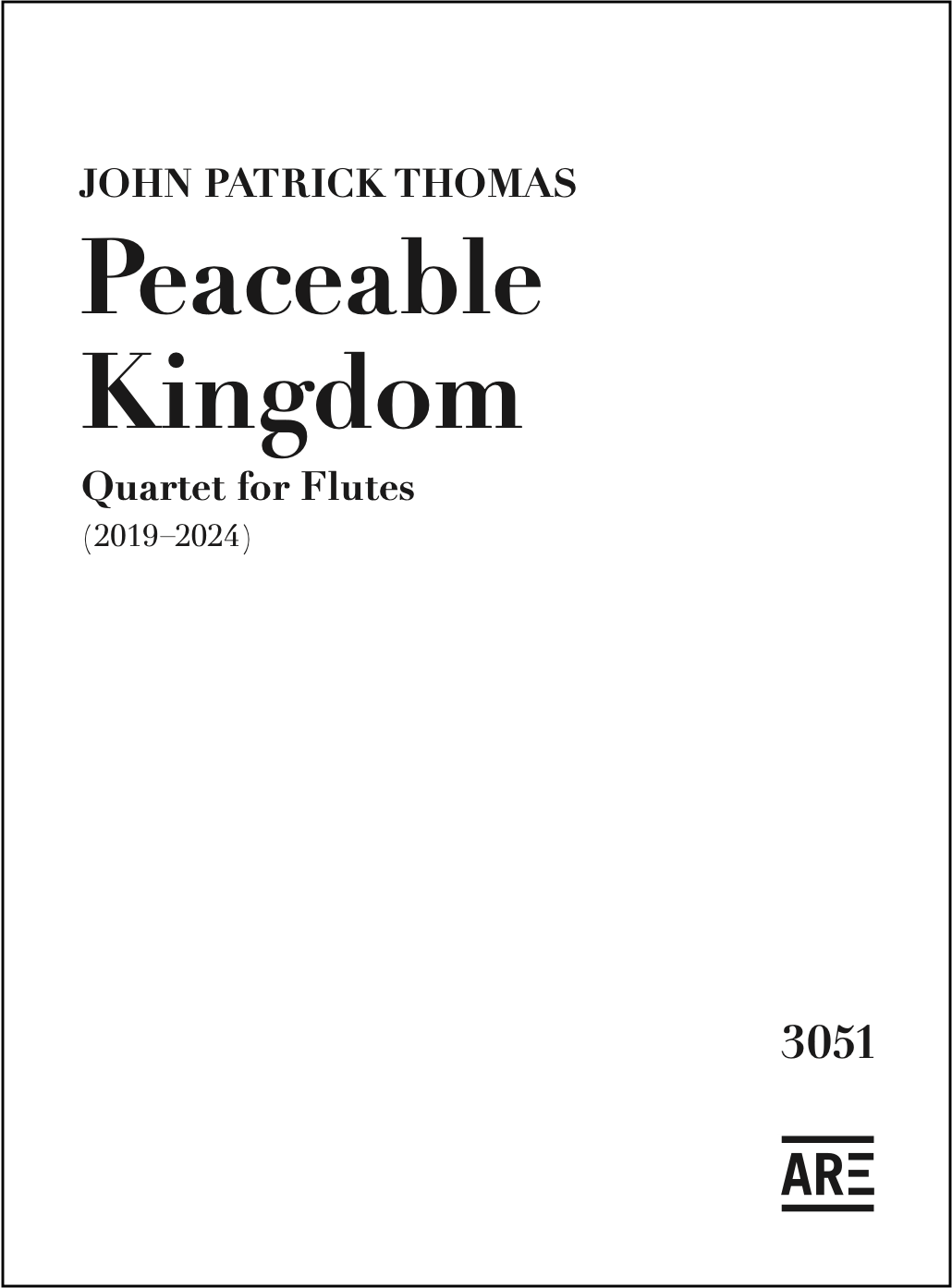 Score - Peaceable Kingdom - John Patrick Thomas